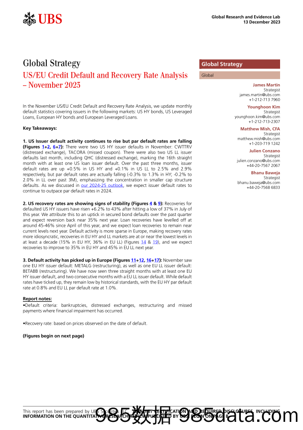 UBS Equities-Global Strategy _USEU Credit Default and Recovery Rate Anal...-105430759