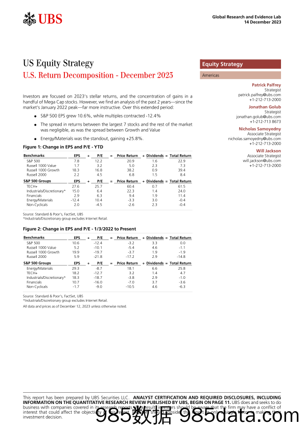 UBS Equities-US Equity Strategy _U.S. Return Decomposition - December 202...-105447342