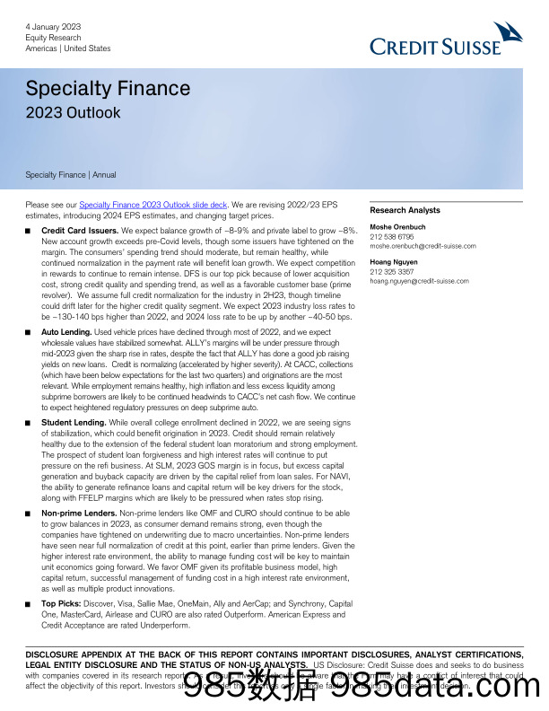 Specialty Finance