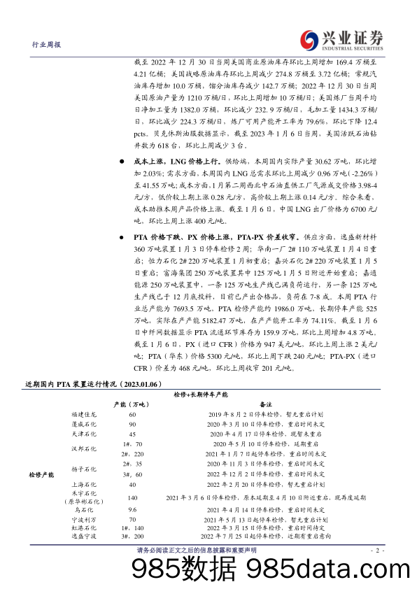 石化行业周报：涤纶长丝价差修复，国际油价下跌-20230109-兴业证券插图1