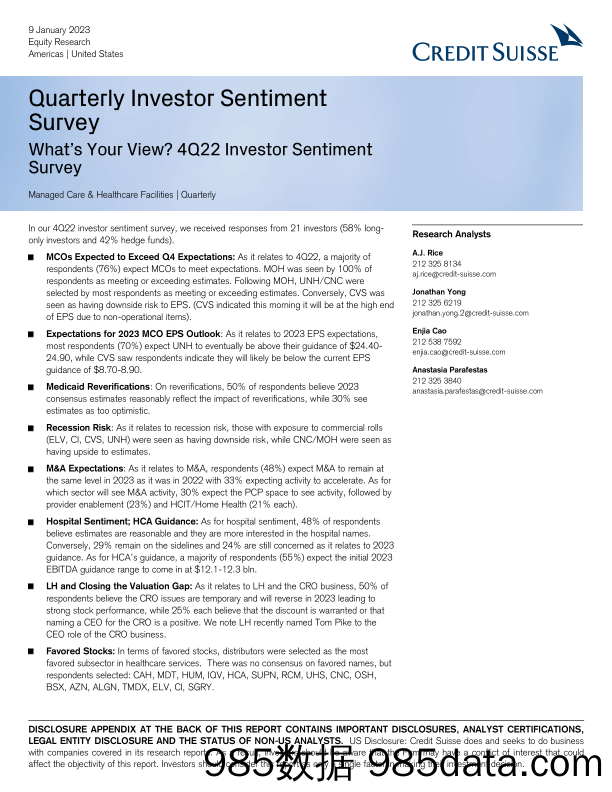 Managed Care & Healthcare Facilities  Quarterly