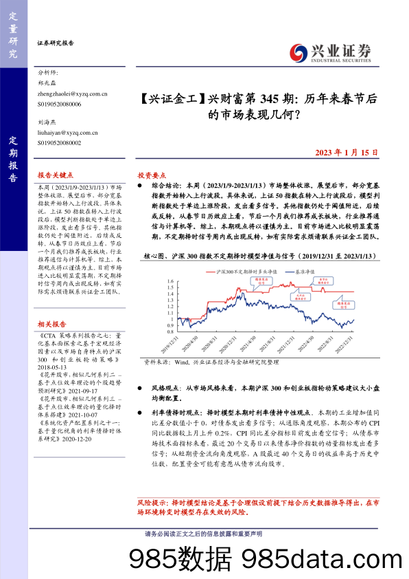 【兴证金工】兴财富第345期：历年来春节后的市场表现几何？-20230115-兴业证券