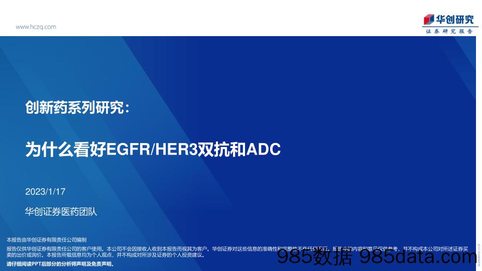 医药行业创新药系列研究：为什么看好EGFRHER3双抗和ADC-20230117-华创证券