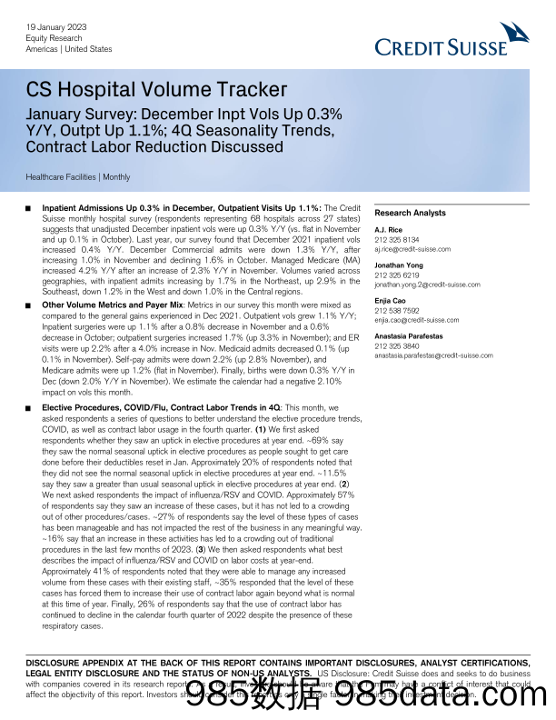 CS Hospital Volume Tracker