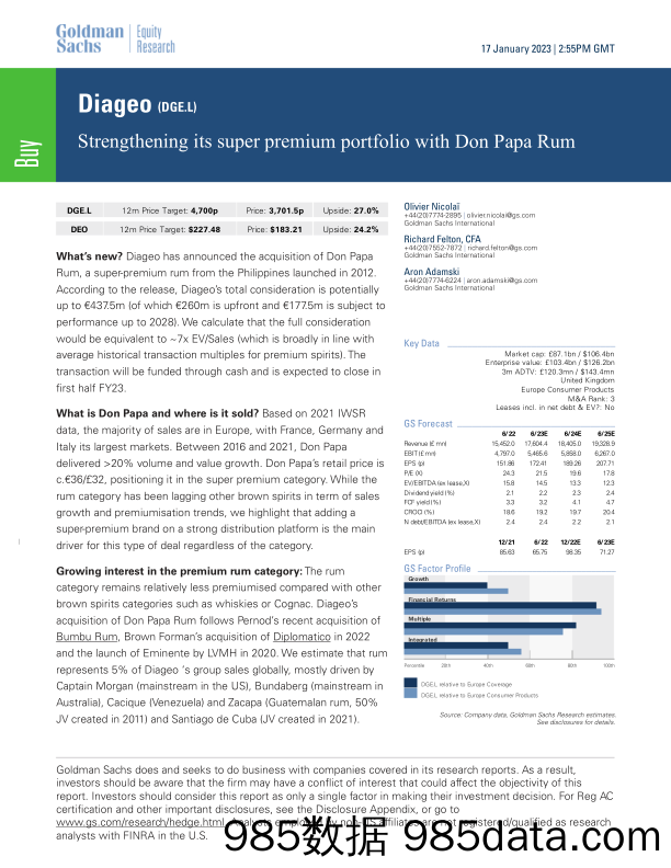 Diageo (DGE.L)_ Strengthening its super premium portfolio with Don Papa Rum(1)