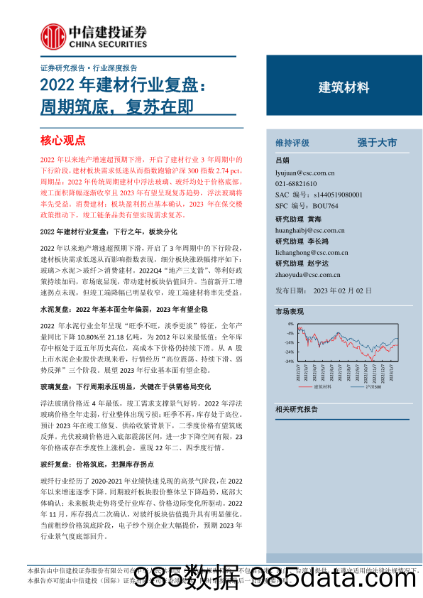 2022年建材行业复盘：周期筑底，复苏在即-20230202-中信建投