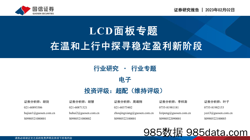 LCD面板专题：在温和上行中探寻稳定盈利新阶段-20230202-国信证券