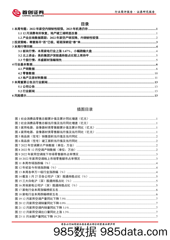 家用电器行业周报：2022年家空内销韧性较强，2023年机遇仍存-20230129-首创证券插图1