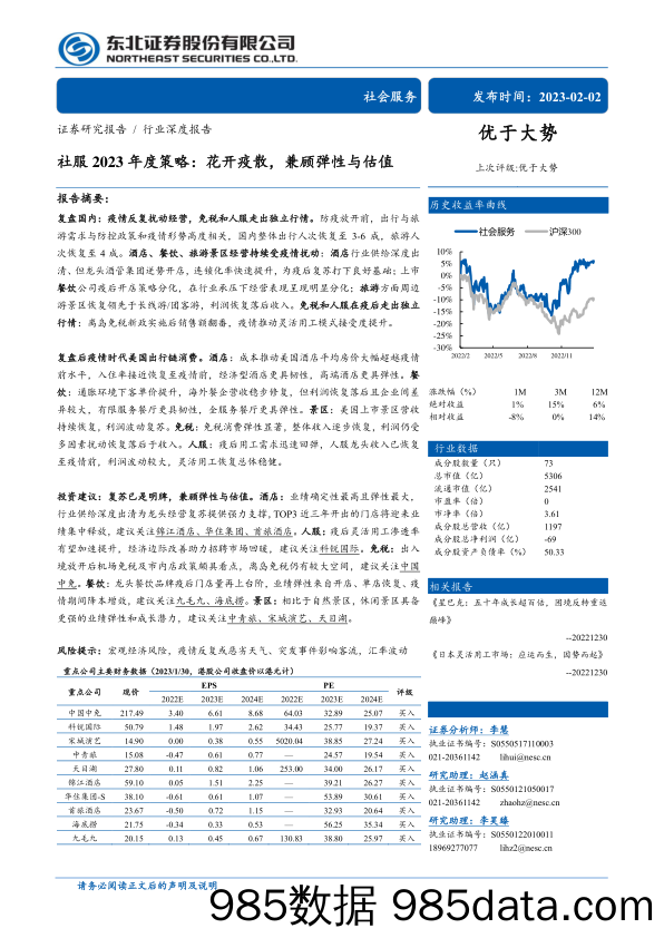 社服行业2023年度策略：花开疫散，兼顾弹性与估值-20230202-东北证券插图