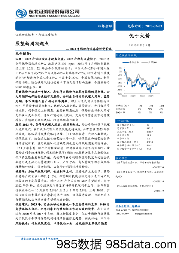 2023年保险行业春季投资策略：展望新周期起点-20230203-东北证券