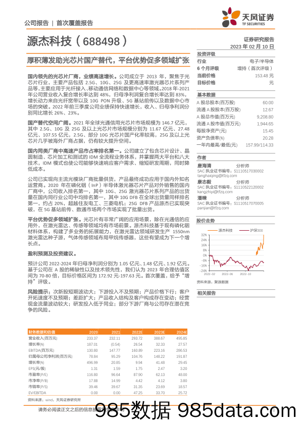 厚积薄发助光芯片国产替代，平台优势促多领域扩张-20230210-天风证券