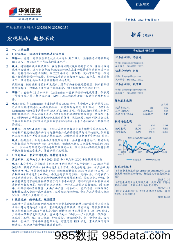 有色金属行业周报：宏观扰动，趋势不改-20230205-华创证券