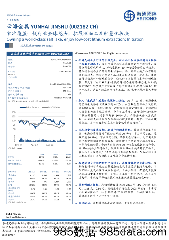 首次覆盖：豆粕镁行业全球龙头，豆粕拓展深加工及轻量化板块-20230207-海通国际插图