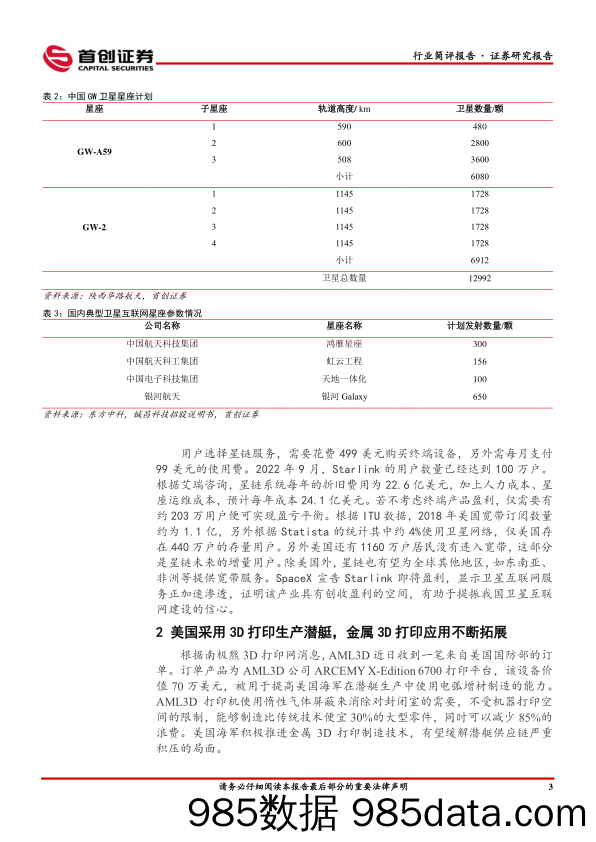 国防军工行业简评报告：SpaceX宣布Starlink即将盈利，提振卫星互联网行业发展信心-20230212-首创证券插图3