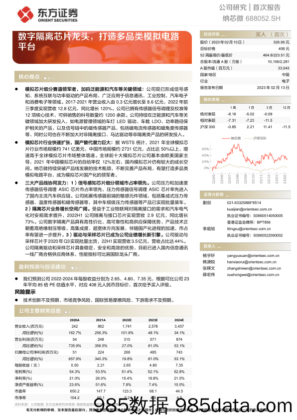 数字隔离芯片龙头，打造多品类模拟电路平台-20230213-东方证券