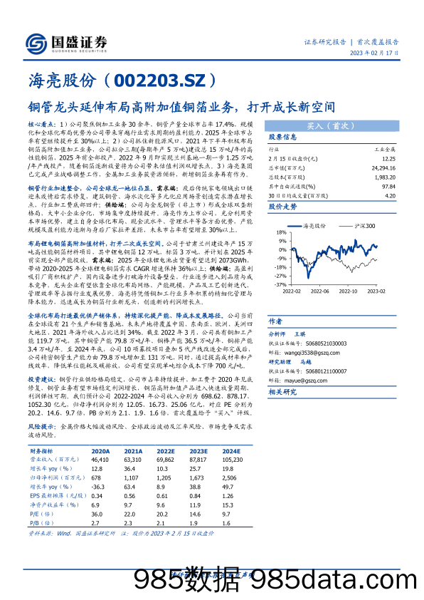 铜管龙头延伸布局高附加值铜箔业务，打开成长新空间-20230217-国盛证券