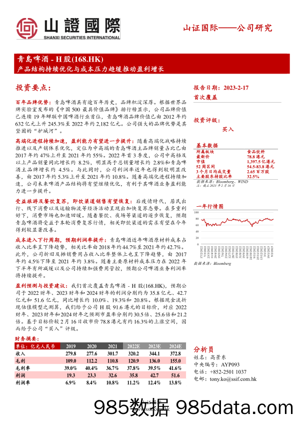 产品结构持续优化与成本压力趋缓推动盈利增长-20230217-山证国际