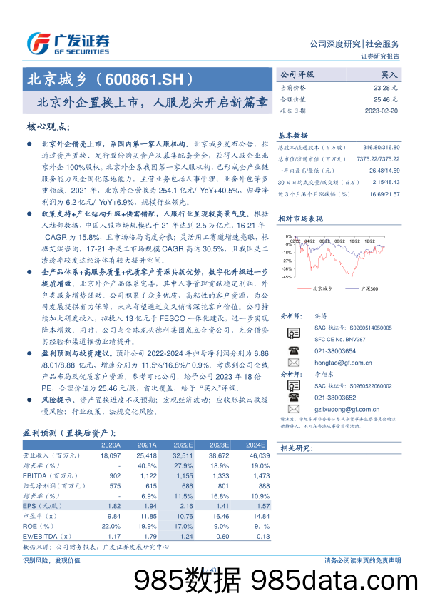 北京外企置换上市，人服龙头开启新篇章-20230220-广发证券