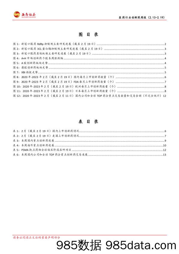 医药行业创新药周报：2023年2月第三周创新药周报（附小专题~PSMA靶点药物研发概况-20230220-西南证券插图2