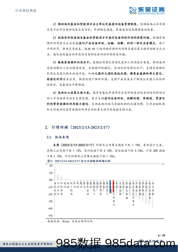 环保行业跟踪周报：国家发改委推进废旧设备回收利用，生物柴油价差扩大，持续推荐环保三大成长主线-20230219-东吴证券插图5