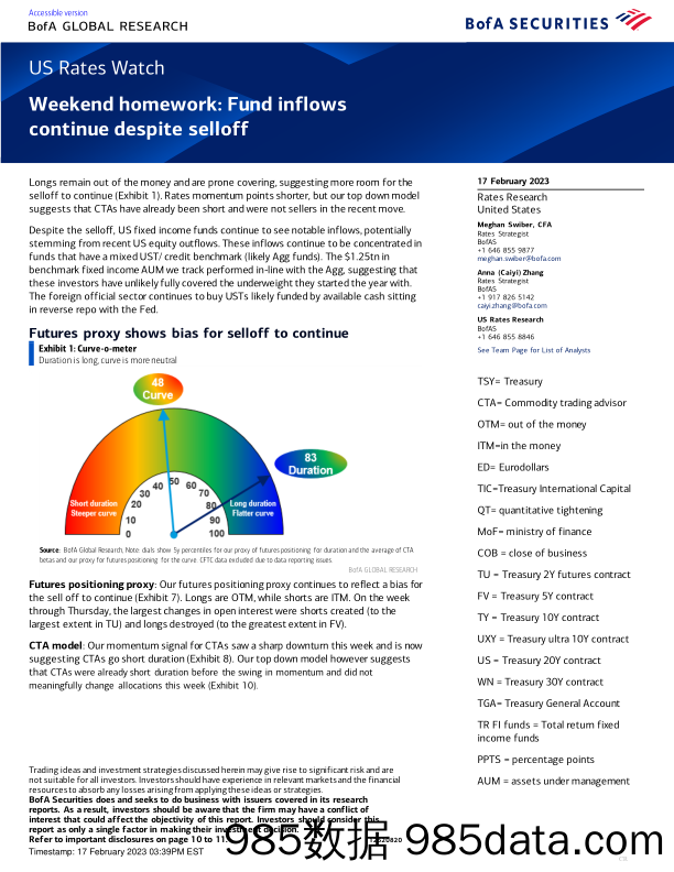 BofA Global Research-US Rates Watch Weekend homework Fund inflows continue desp