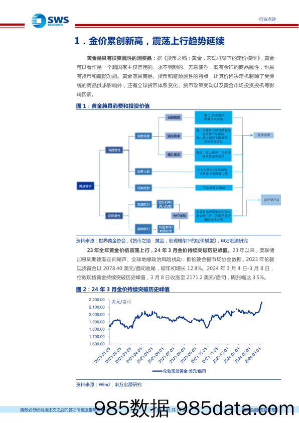 商贸零售行业黄金珠宝研究框架：投资属性的消费品，金价之势有望持续提振行业景气-240313-申万宏源插图2