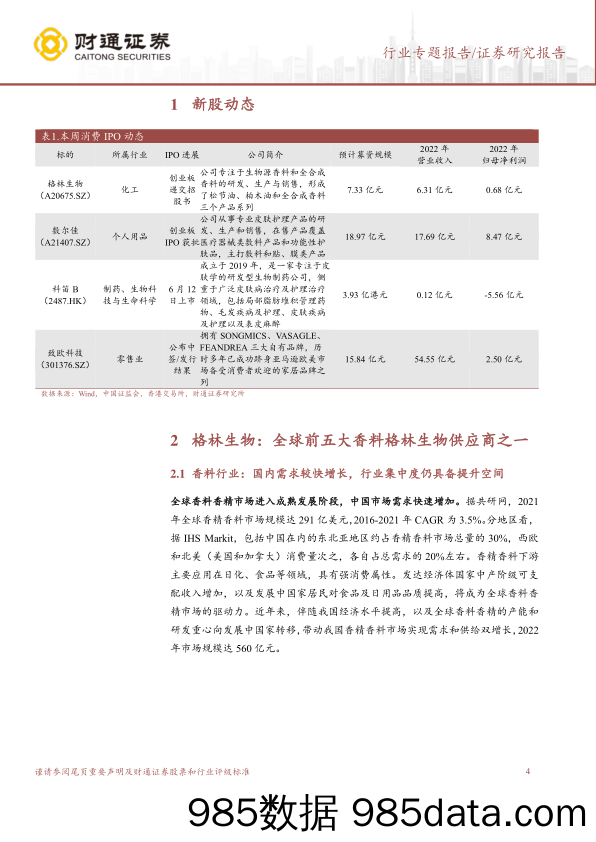 【美妆护肤报告】化妆品行业专题报告：消费新公司周度跟踪，敷尔佳创业板IPO获批，格林生物递交招股书-20230613-财通证券插图3