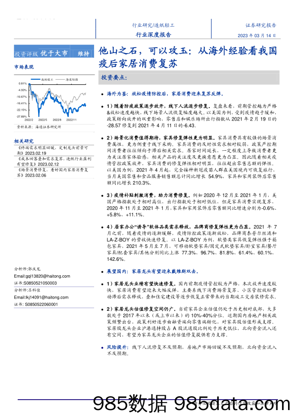 造纸轻工行业他山之石，可以攻玉：从海外经验看我国疫后家居消费复苏-20230314-海通证券