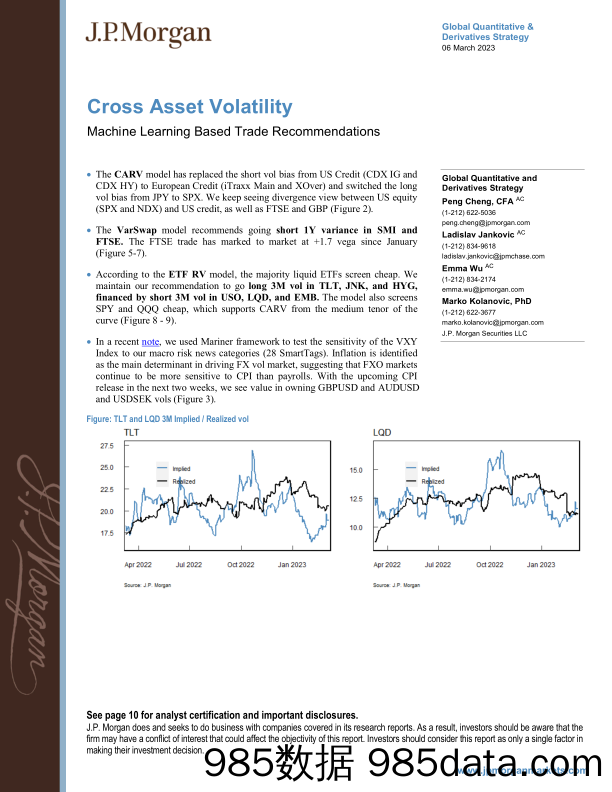 JPMorgan-Cross Asset Volatility  Machine Learning Based Trade Recomm