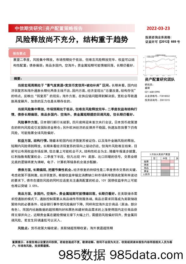 资产配置策略报告：风险释放尚不充分，结构重于趋势-20230323-中信期货插图