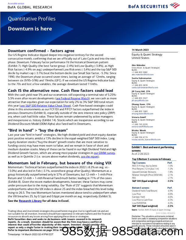 BofA Global Research-Quantitative Profiles Downturn is here-