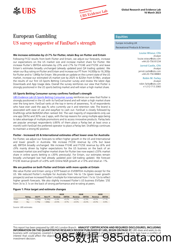 UBS Equities-European Gambling _US survey supportive of FanDuels strengt