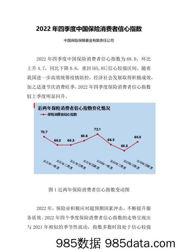 2022年四季度中国保险消费者信心指数