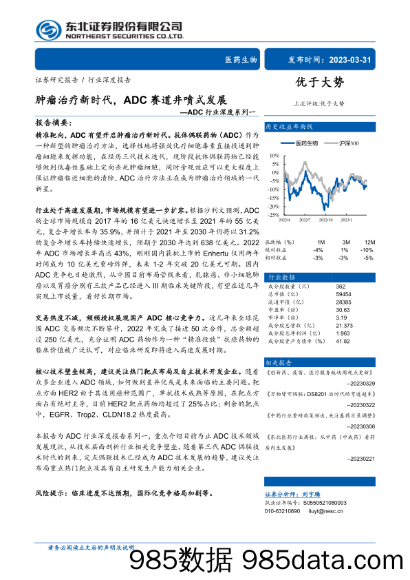 ADC行业深度系列一：肿瘤治疗新时代，ADC赛道井喷式发展-20230331-东北证券