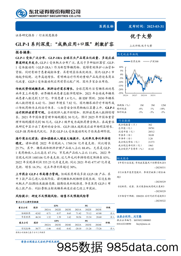 医药生物行业GLP_1系列深度：“成熟应用+口服”刺激扩容-20230331-东北证券