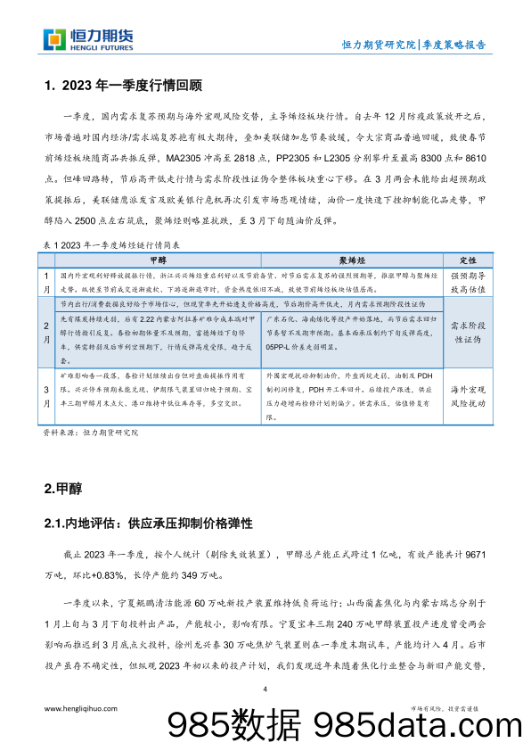 甲醇聚烯烃：步履维艰，心向光明-20230406-恒力期货插图3