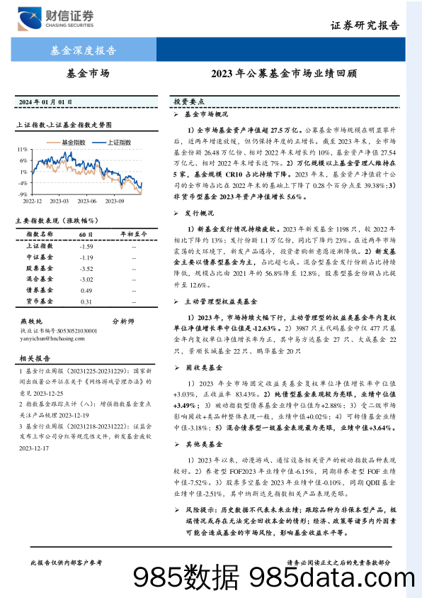 基金深度报告：2023年公募基金市场业绩回顾-20240101-财信证券