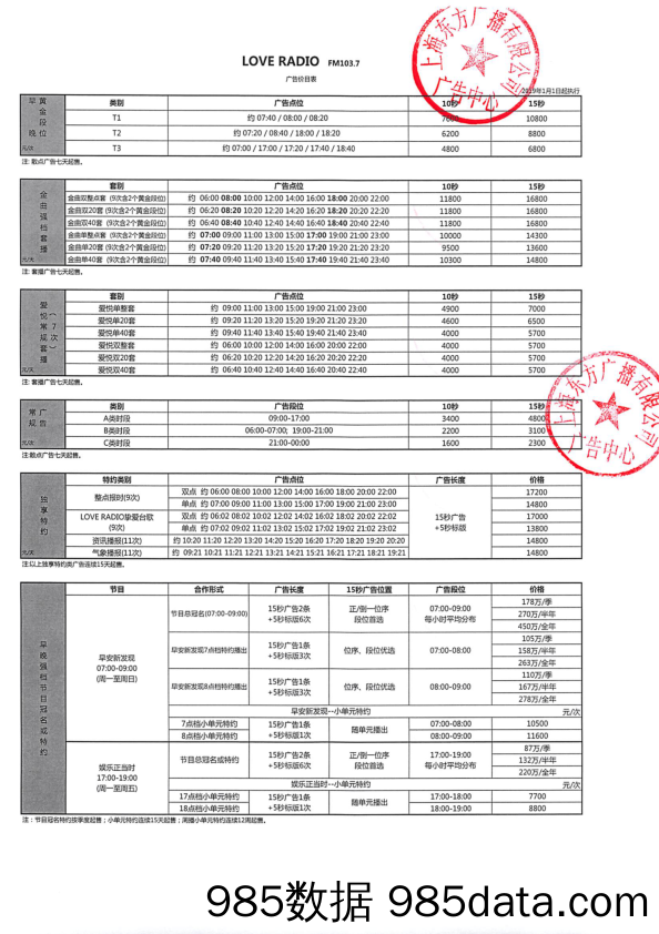 【上海】02+LoveRadio价目表